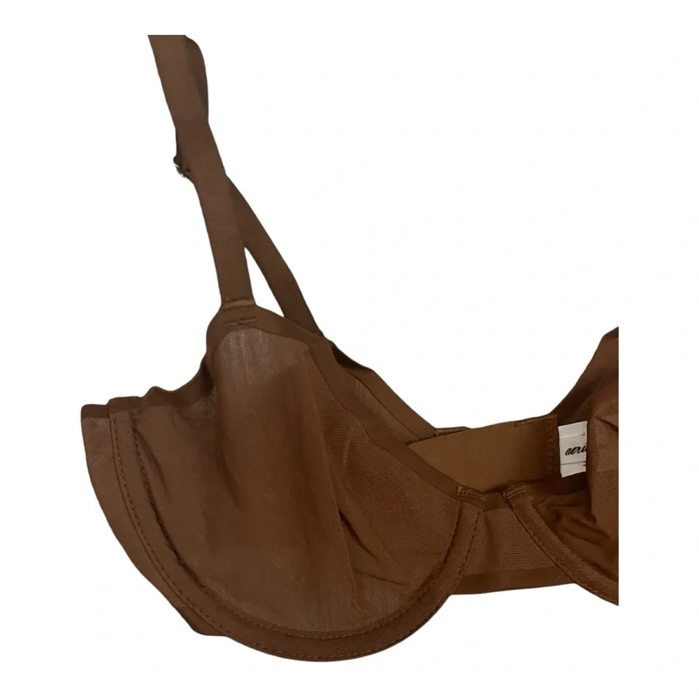 Aerie SMOOTHEZ‎ Mesh Unlined Bra in Universe Brown 34B NWT